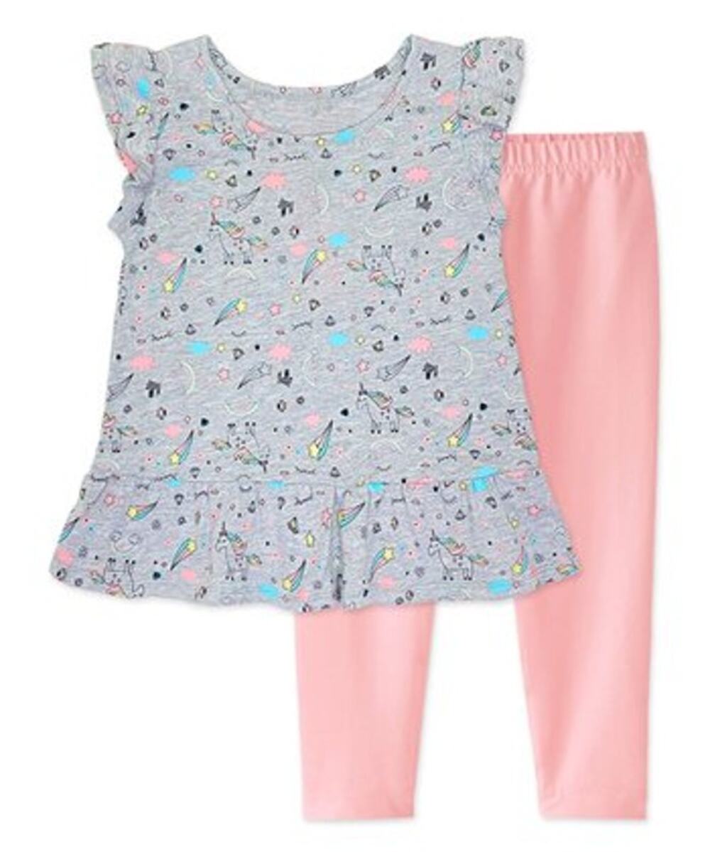 Cutie Patootie Girl's Heather Gray  Unicorn Top With Pink Leggings Size 2T NWT